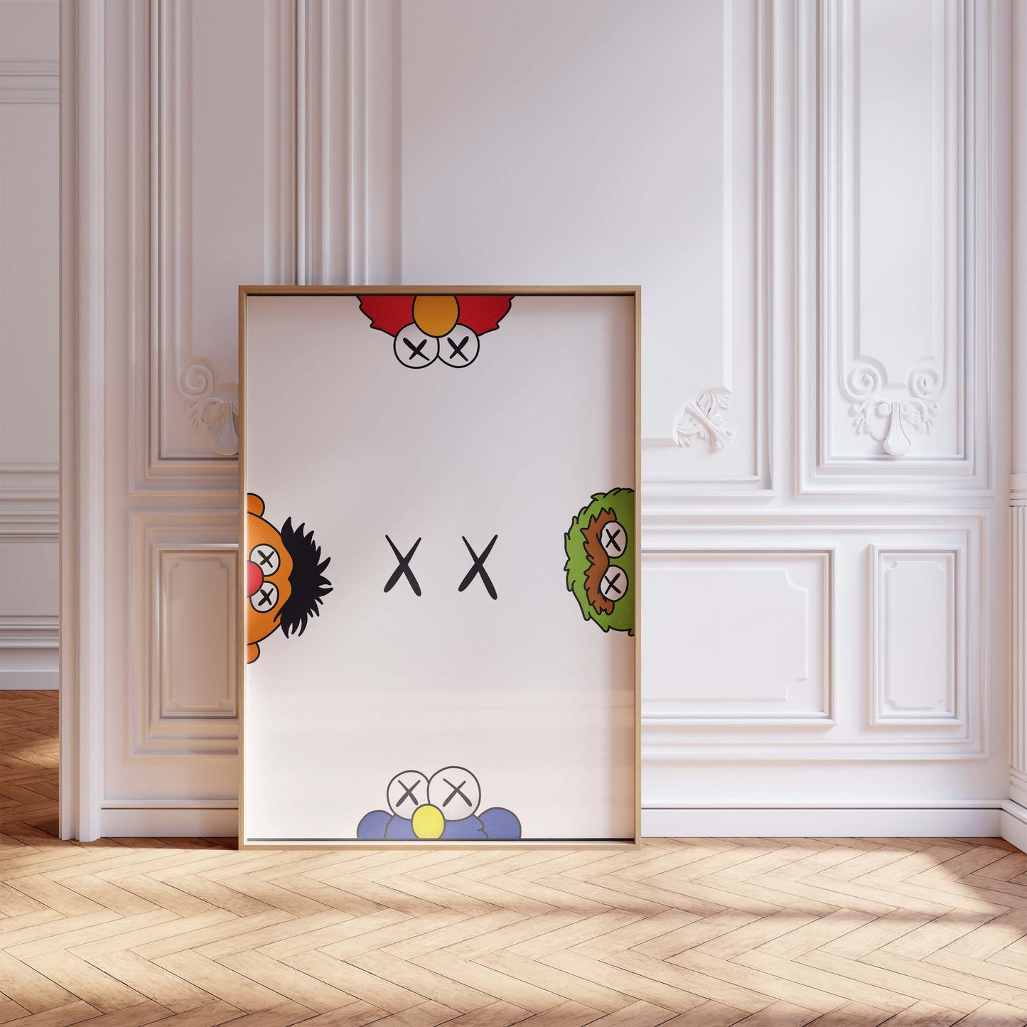 Cartoon Charakter Collage Poster · Geschenkidee · Pop Art Figuren Mix · Street Art Stil · Minimal Design · Print ohne Rahmen