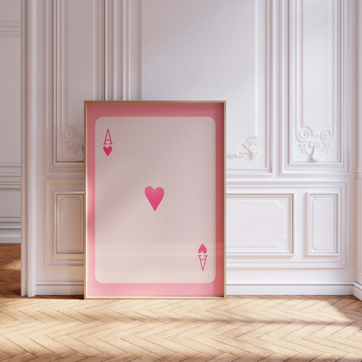 Ace of Hearts Poster · Minimal Playing Card Design · Pink Aesthetic Wall Art · Modern Love Symbol Print · Moderne Wandkunst · Print ohne Rahmen