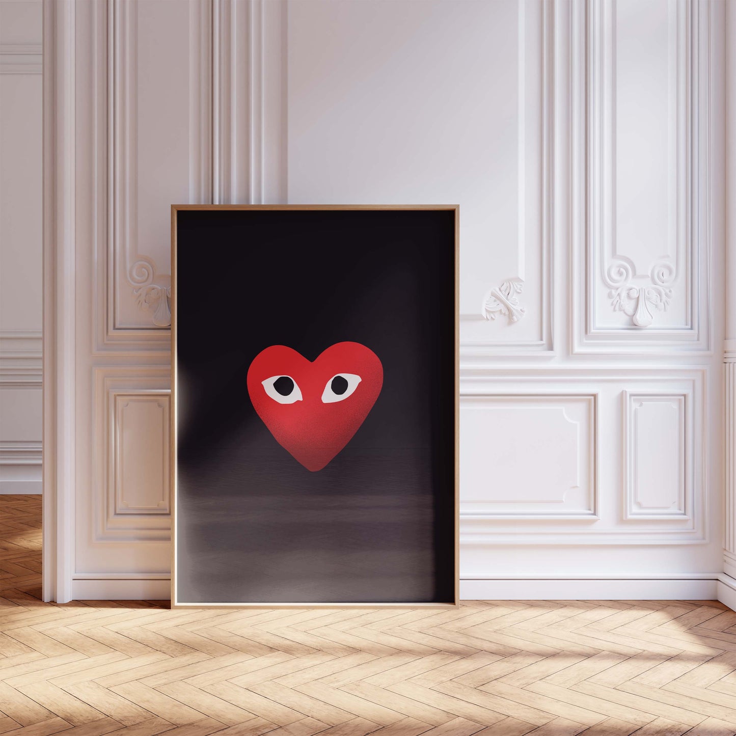 Herz Augen Minimal Poster · Geschenkidee · Rotes Herz Design · Streetwear Stil Kunst · Moderne Wanddeko · Print ohne Rahmen