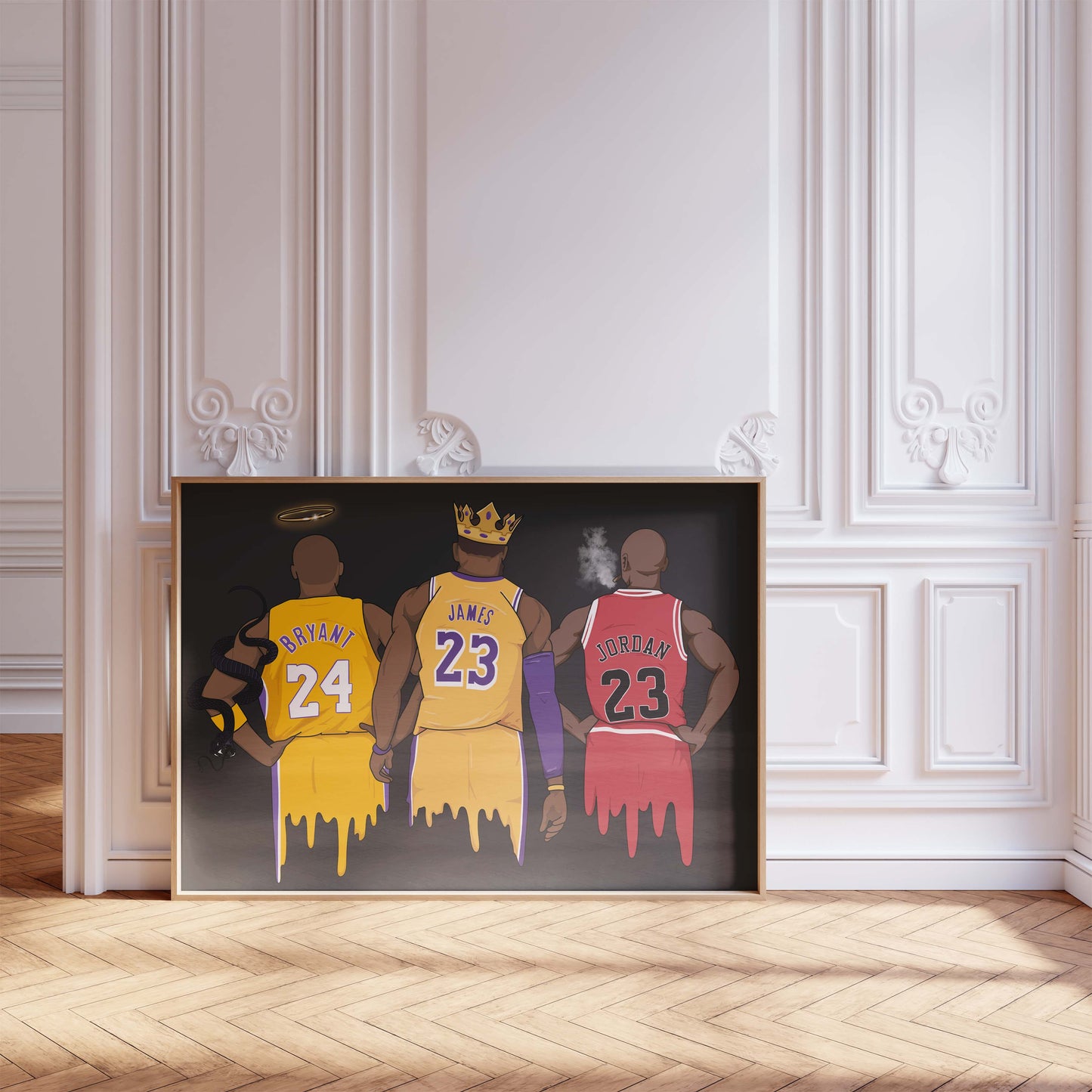 Basketball Legends Trio Poster · Street Art Illustration · Pop Art Sport Design · Urban Athlete Artwork · Moderne Wandkunst · Print ohne Rahmen