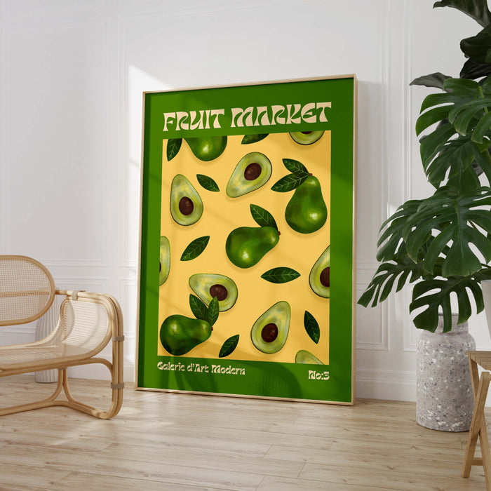 Fruit Market Avocado Poster – Premium Baumwoll-Canvas
