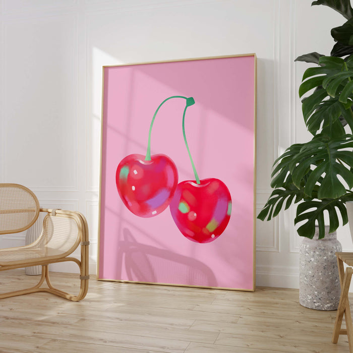 Kirschen Poster – Premium Baumwoll-Canvas Kunst