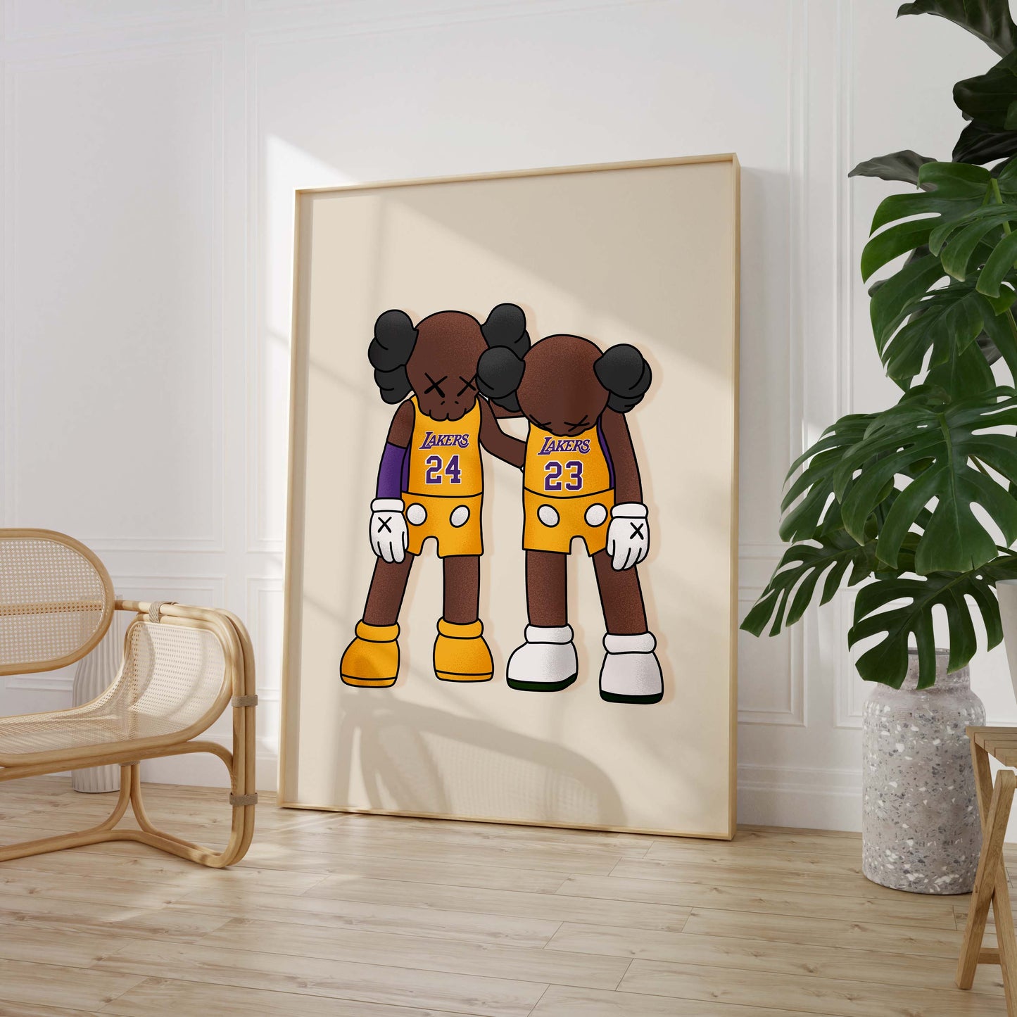 Basketball Duo Charakter Poster · Geschenkidee · Lakers inspiriertes Design · Freundschaft Team Illustration · Print ohne Rahmen