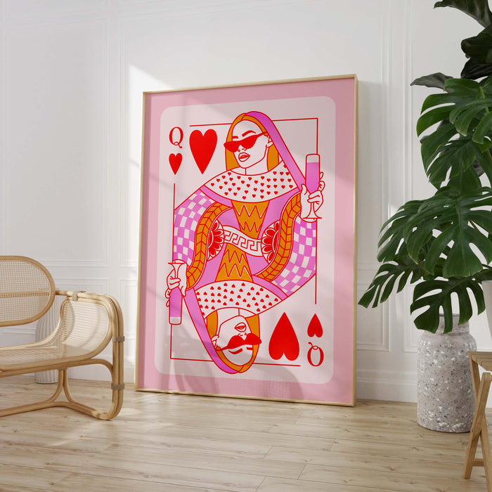 Queen of Hearts Poster – Premium Baumwoll-Canvas