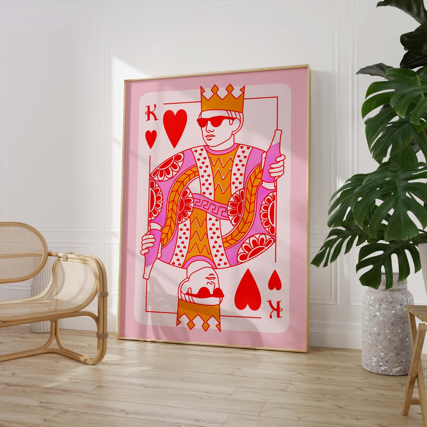King of Hearts Poster · Modern Playing Card Illustration · Pop Art Style Wall Art · Bold Graphic Design Print · Moderne Wandkunst · Print ohne Rahmen
