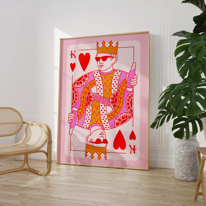 King of Hearts Poster – Premium Baumwoll-Canvas Kunst