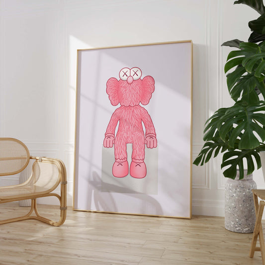 Pink Plush Character Poster · Cute Toy Illustration · Pop Art Figur · Minimal Design · Modern · Print ohne Rahmen