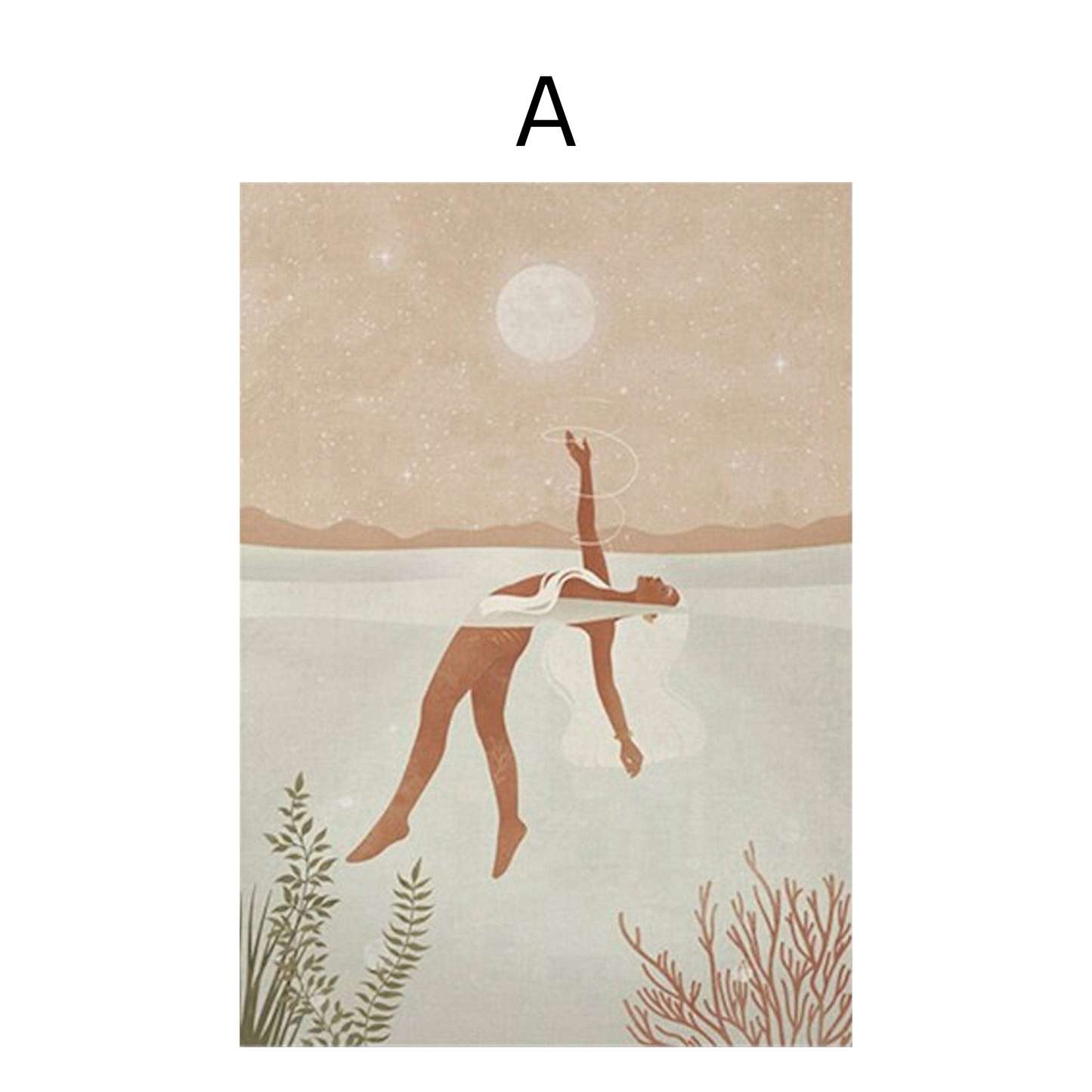Poster Sonne Mond und Sterne als Deko im Boho Stil als Print ohne Rahmen