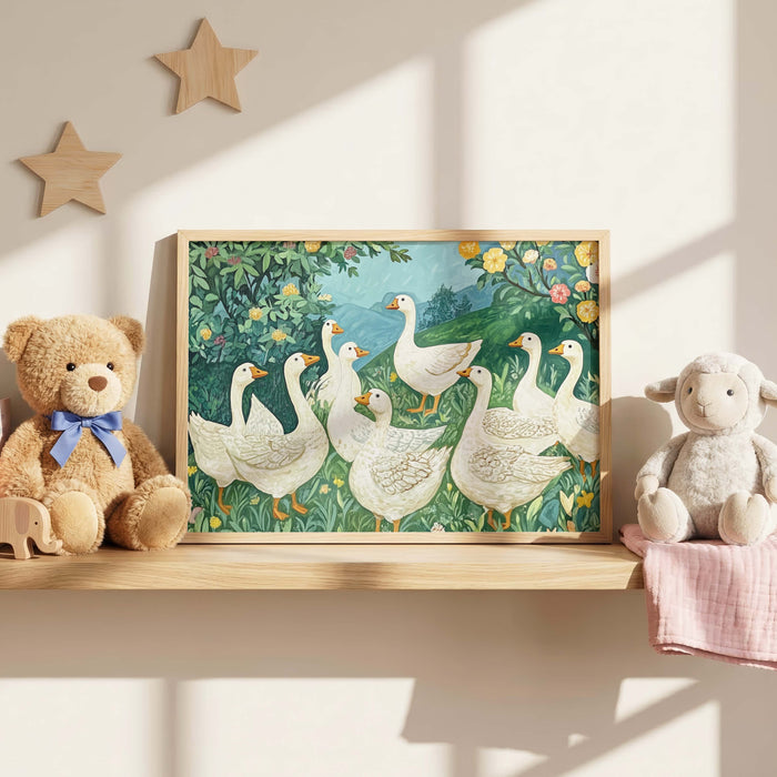 Bauernhof Tiere Poster – Hase, Schaf und Gans Deko