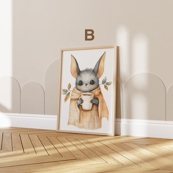 Waldtiere Aquarell Poster für Kinderzimmer