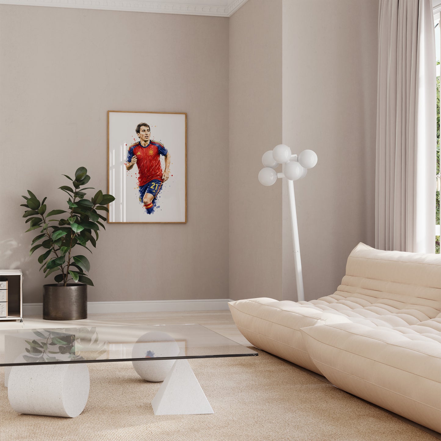Fußball Poster Spanien Spieler · Geschenkidee · Aquarell Sport Wandbild · Deko Print ohne Rahmen