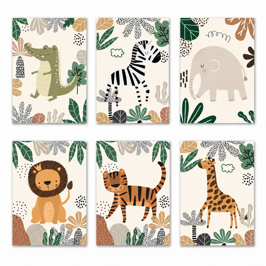 Poster Kinderzimmer Dschungel Tiere Hakuna Matata Löwe Tiger · Kinderzimmer Bilder · Wand Deko · Kunst Druck · Deko Print · ohne Rahmen