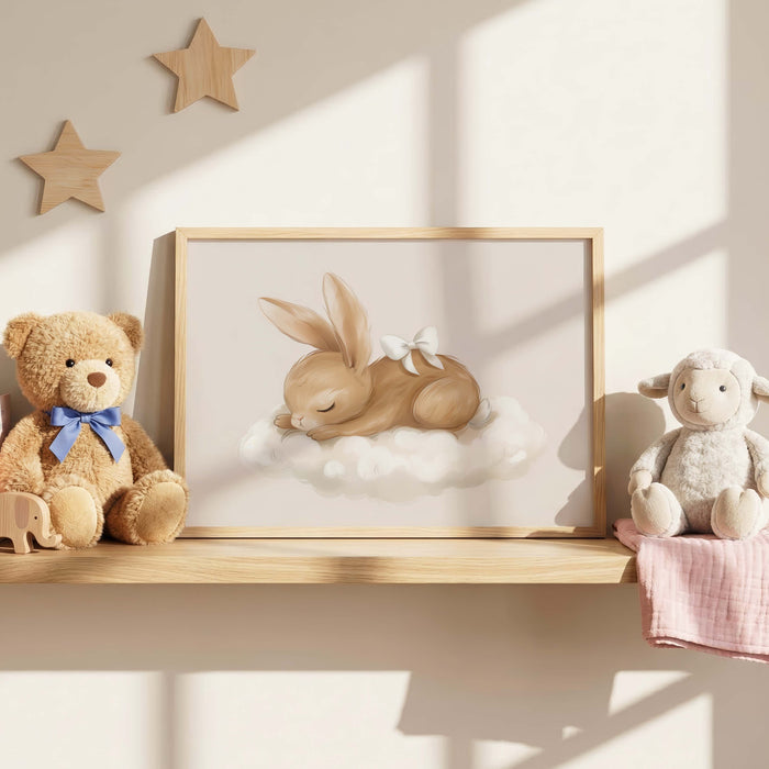 Hasen Poster mit Pastellblumen fürs Kinderzimmer