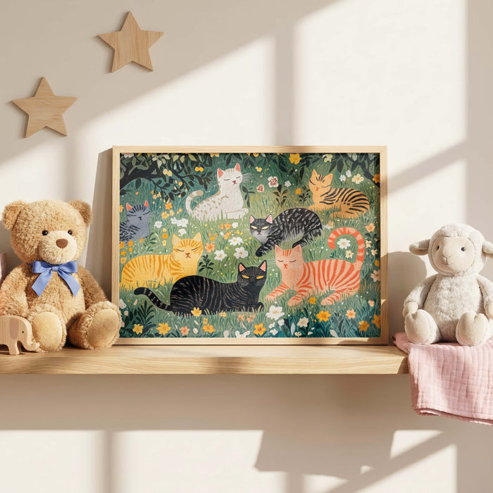 Märchen Mädchen Poster mit Katzen und Sternennacht
