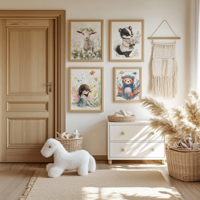 Tiere Kinderzimmer Poster auf Baumwoll-Canvas