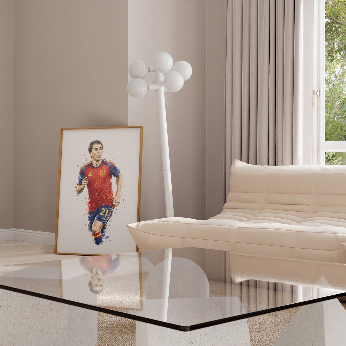 Fußball Poster Spanien Spieler · Geschenkidee · Aquarell Sport Wandbild · Deko Print ohne Rahmen