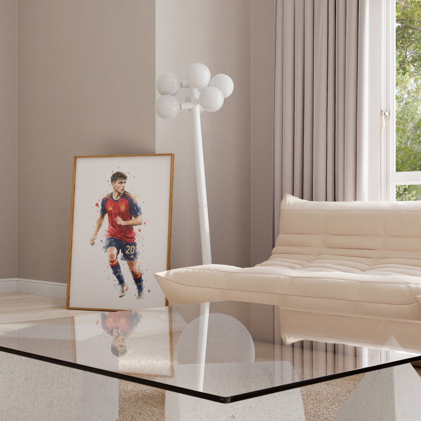 Fußball Poster Spanien Spieler · Geschenkidee · Aquarell Sport Wandbild · Deko Print ohne Rahmen