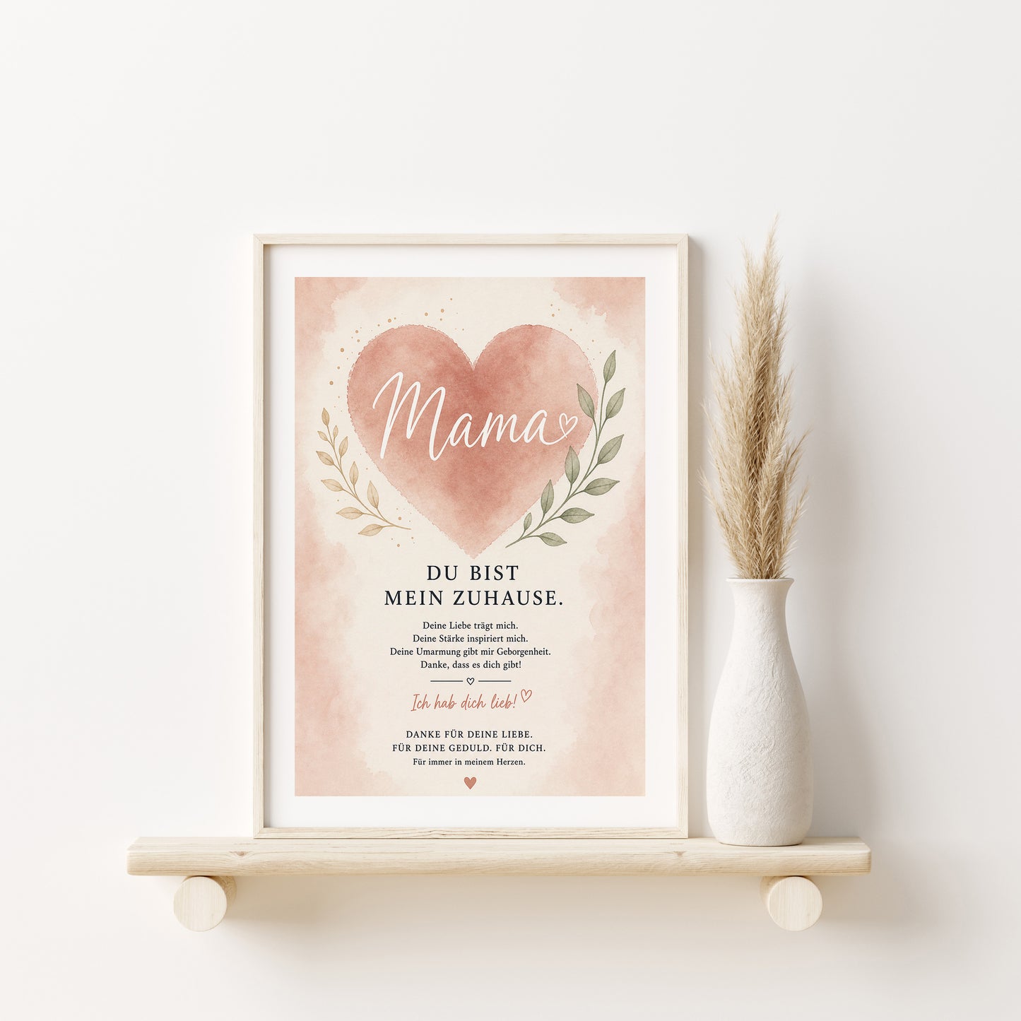 Muttertag Poster Mama Herz · Geschenk für Mama · Liebe Spruch Poster · Wanddeko Familie · Print ohne Rahmen