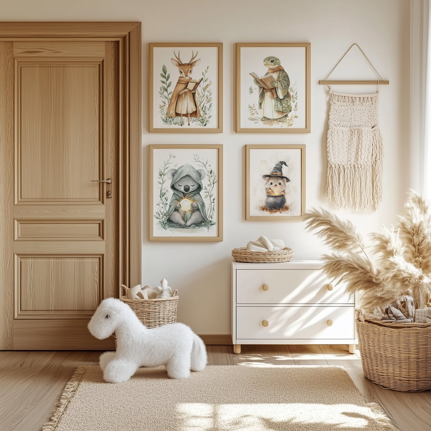 Waldtiere Kinderzimmer Magisch Aquarell Reh Poster · Kinderzimmer Bilder · Wand Deko · Kunst Druck · Deko Print ohne Rahmen