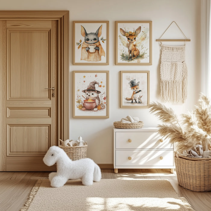 Waldtiere Aquarell Poster für Kinderzimmer