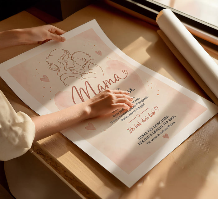 Muttertag Poster Mama & Kind – Premium Baumwolle