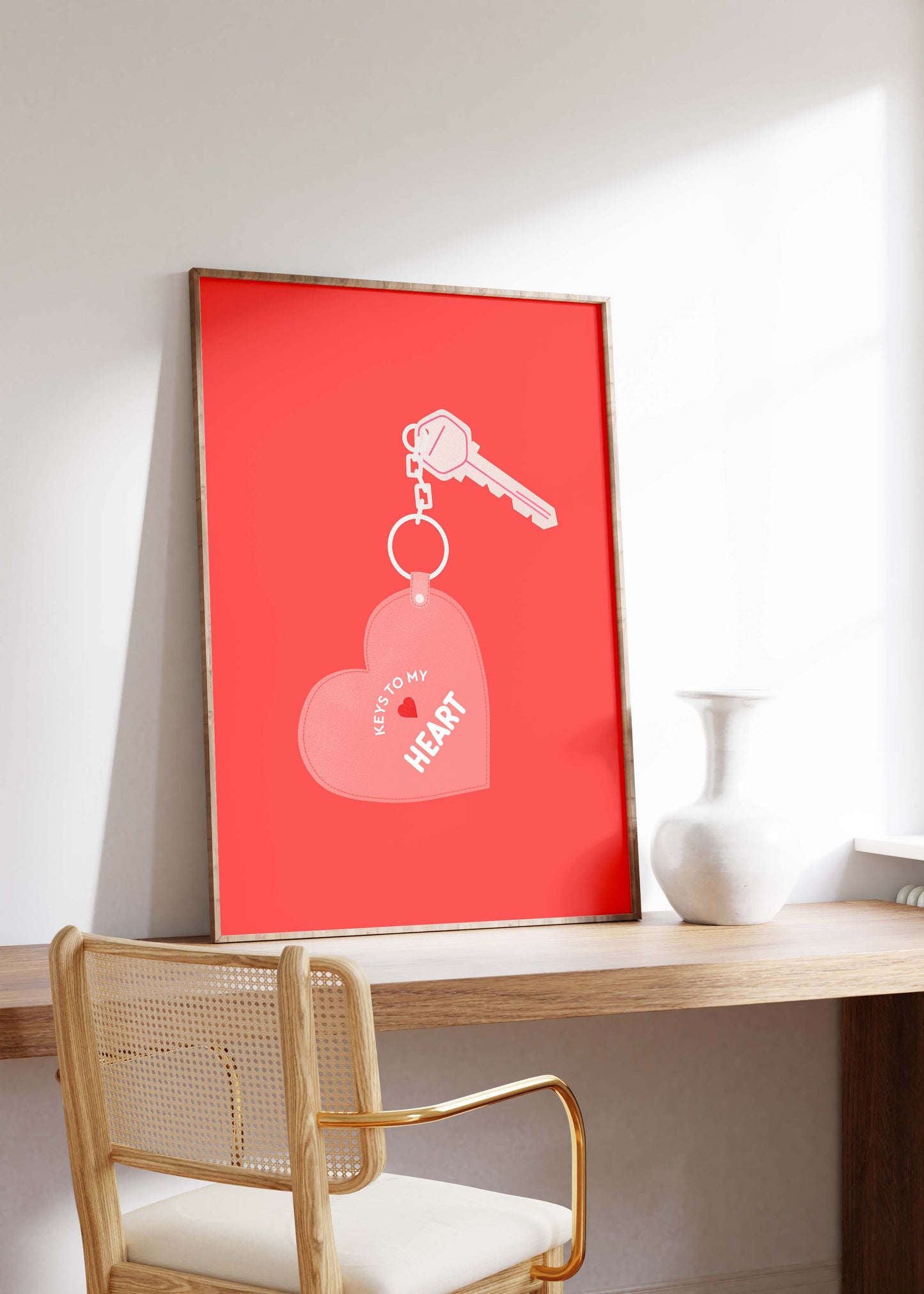 Keys to My Heart Poster  · Love Key Illustration · Romantic Minimal Design · Valentine Wall Art · Modern Typography Print · Print ohne Rahmen