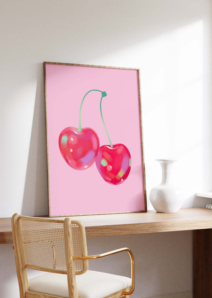 Kirschen Poster – Premium Baumwoll-Canvas Kunst