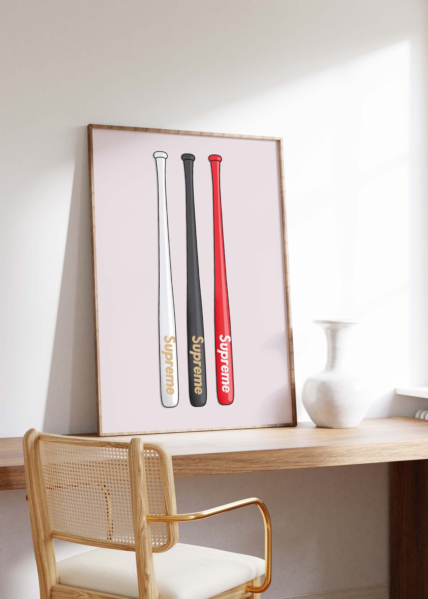 Streetwear Baseballschläger Poster · Supreme Style Design · Minimalistisches Hypebeast Kunstwerk · Urban Wanddeko · Print ohne Rahmen