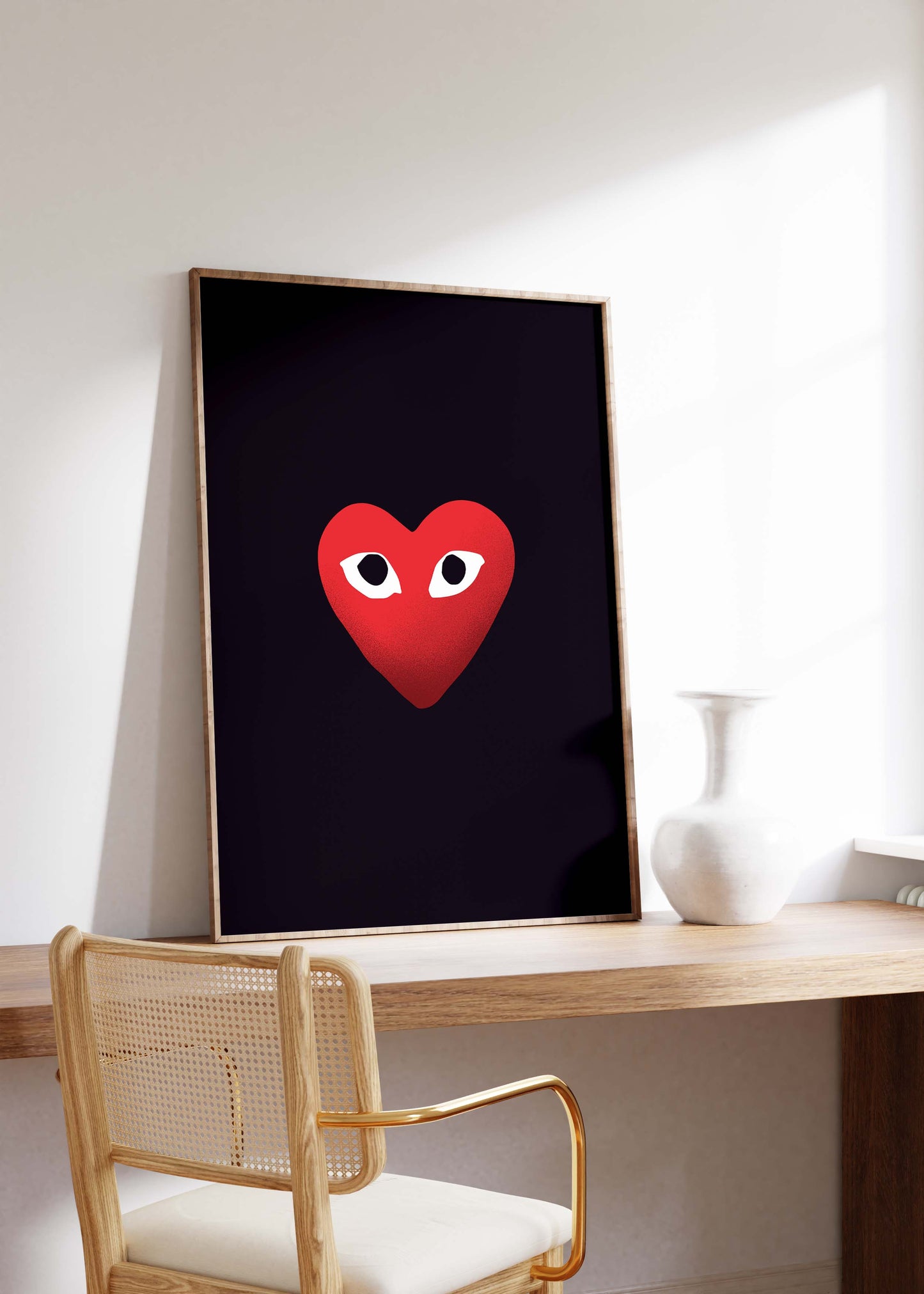 Herz Augen Minimal Poster · Geschenkidee · Rotes Herz Design · Streetwear Stil Kunst · Moderne Wanddeko · Print ohne Rahmen
