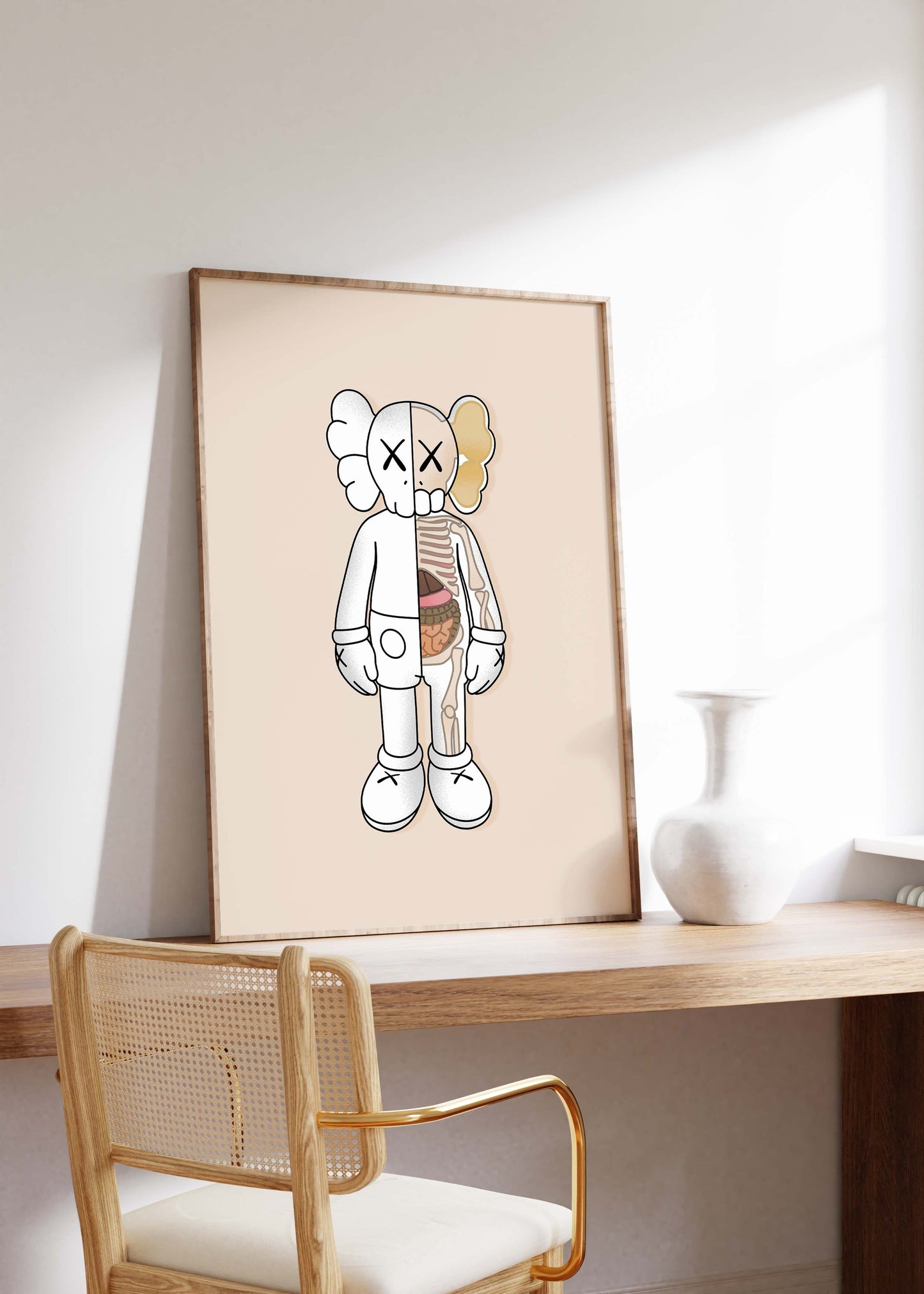 Anatomical Skull Character Poster · Half Body Design · Cartoon Figur · Pop Art Style · Modern Wandbild · Print ohne Rahmen