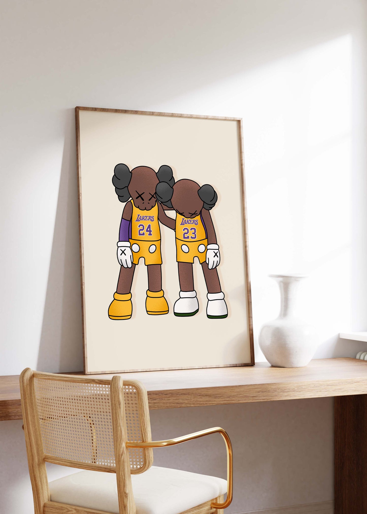 Basketball Duo Charakter Poster · Geschenkidee · Lakers inspiriertes Design · Freundschaft Team Illustration · Print ohne Rahmen