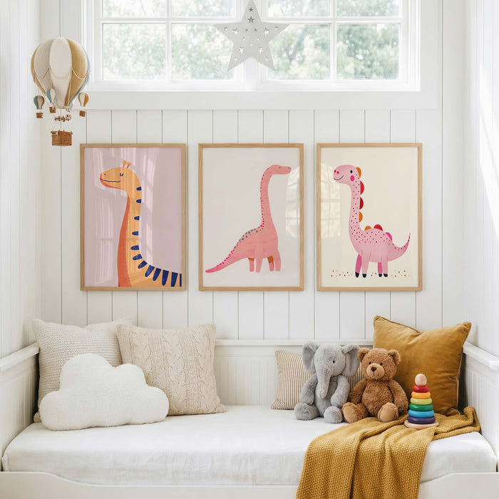 Dinosaurier Poster mit Langhals und Giraffe fürs Kinderzimmer