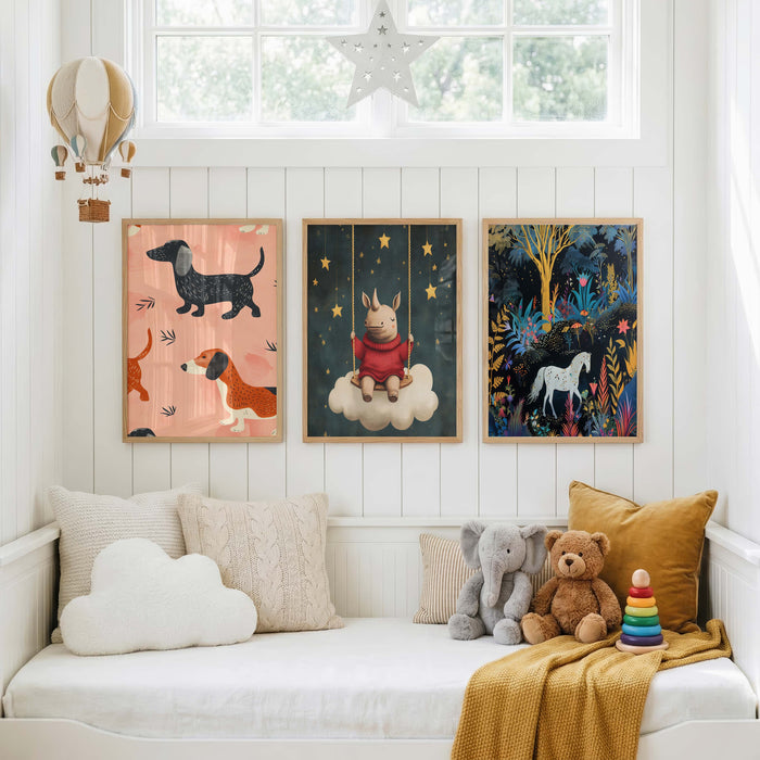 Süße Tiere Poster mit Katze, Gepard und Einhorn