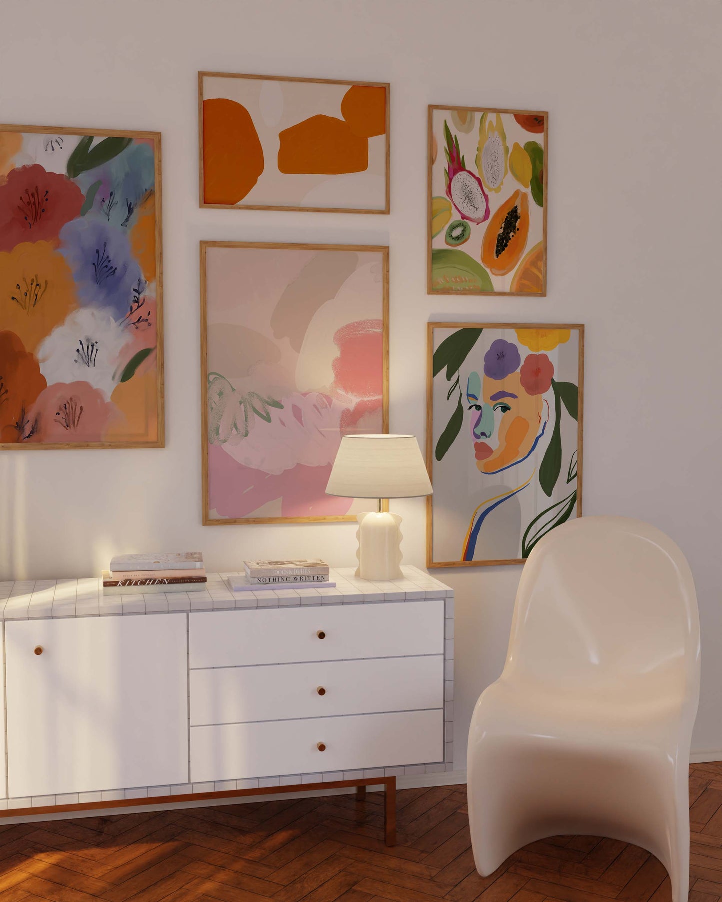Bunte Blumen Poster · Geschenkidee · Abstrakte florale Formen und farbenfrohe Kunst · Dekoprint ohne Rahmen