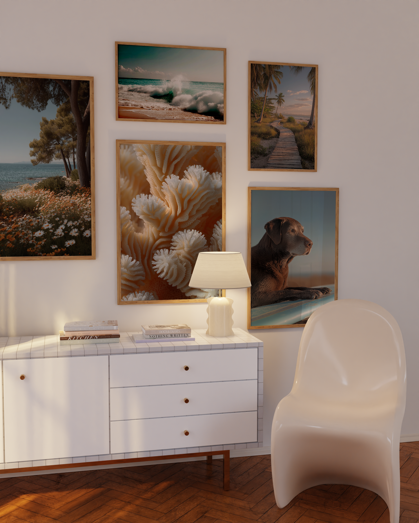 Strand Poster · Geschenkidee · Strand Palmen Muscheln · Dekoprint ohne Rahmen