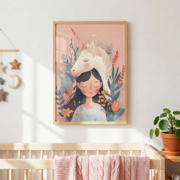 Mädchen Kinderzimmer Poster mit Einhorn und Katzen