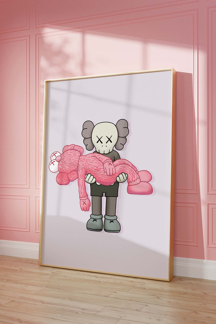 JUSTGOODMOOD Poster: Pink Plush & Skull Art Print