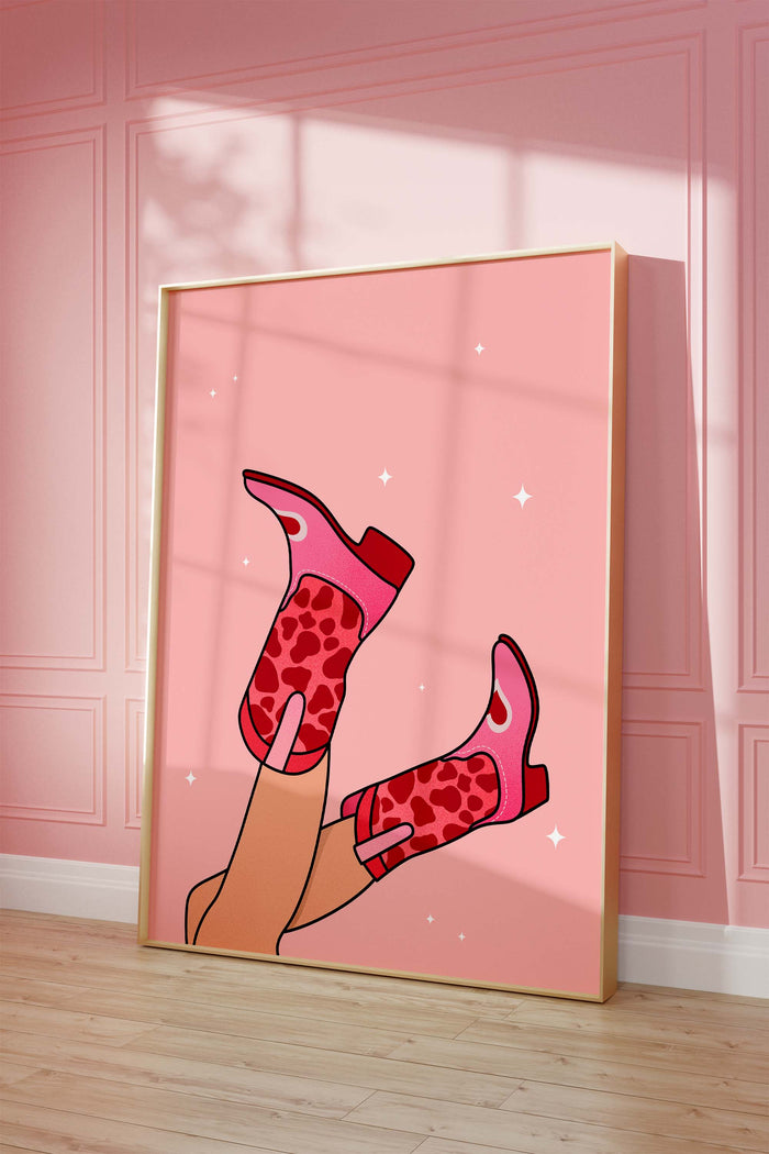 JUSTGOODMOOD Pink Boots Poster – Hochwertiger Cotton Art