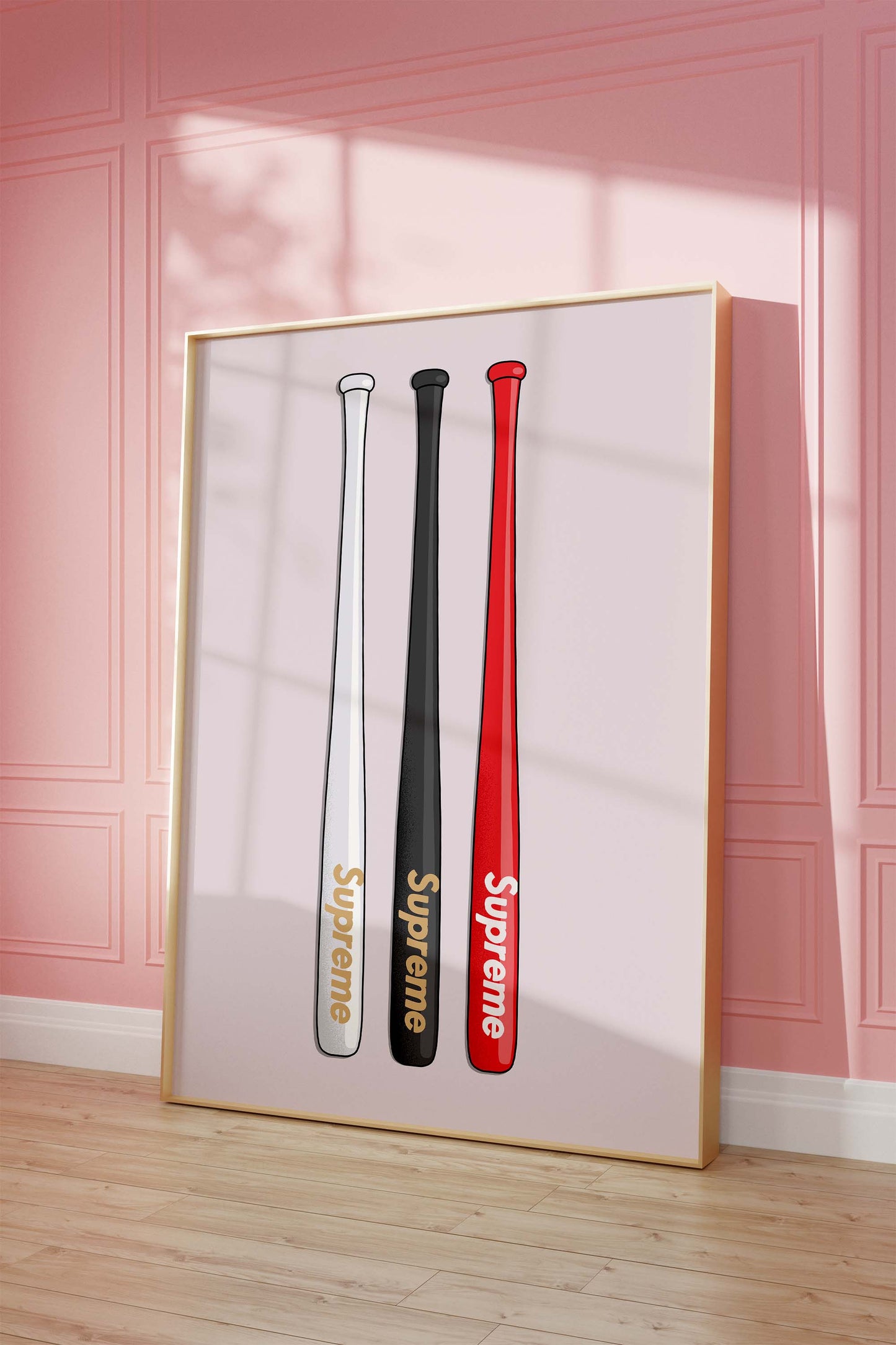 Streetwear Baseballschläger Poster · Supreme Style Design · Minimalistisches Hypebeast Kunstwerk · Urban Wanddeko · Print ohne Rahmen