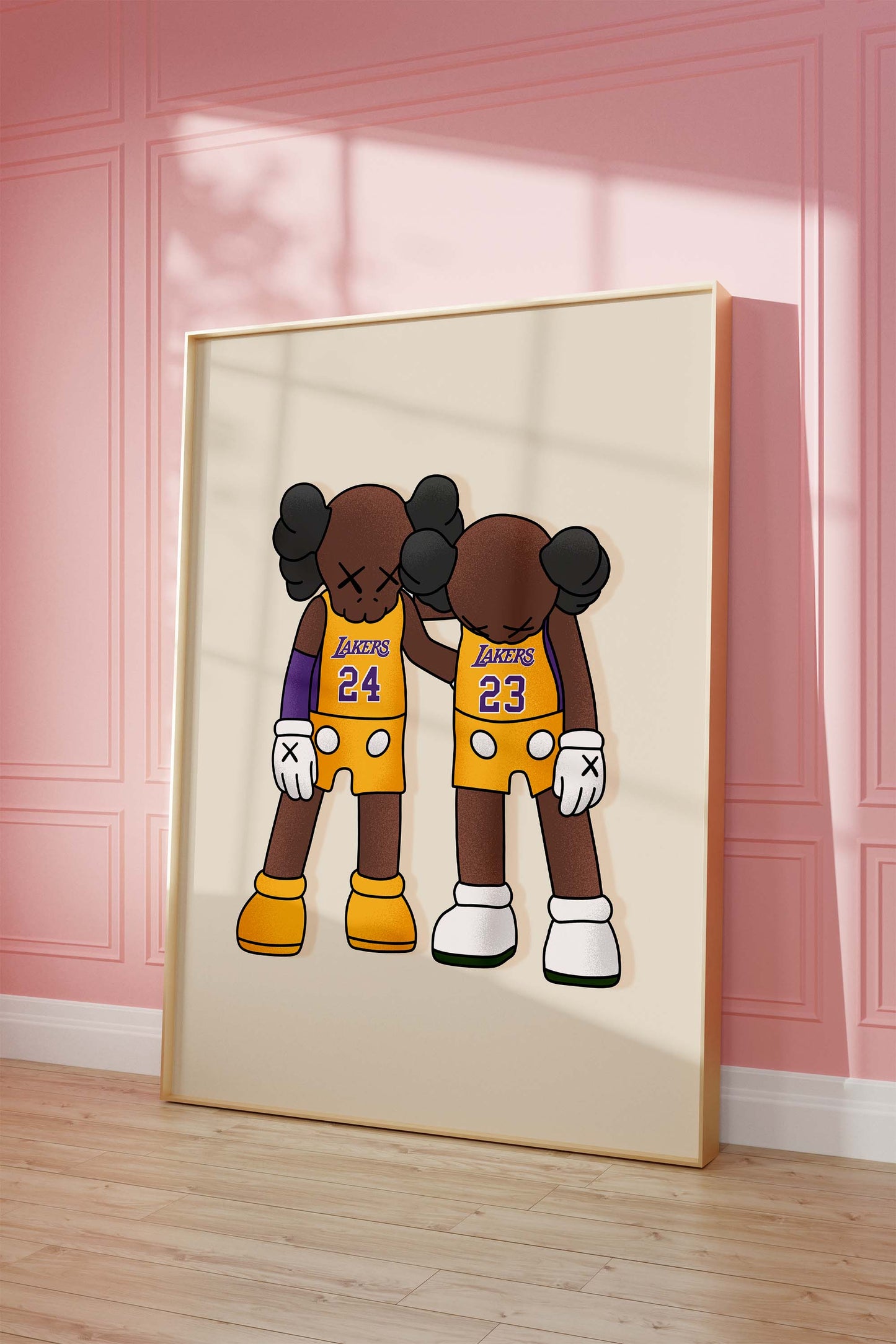 Basketball Duo Charakter Poster · Geschenkidee · Lakers inspiriertes Design · Freundschaft Team Illustration · Print ohne Rahmen