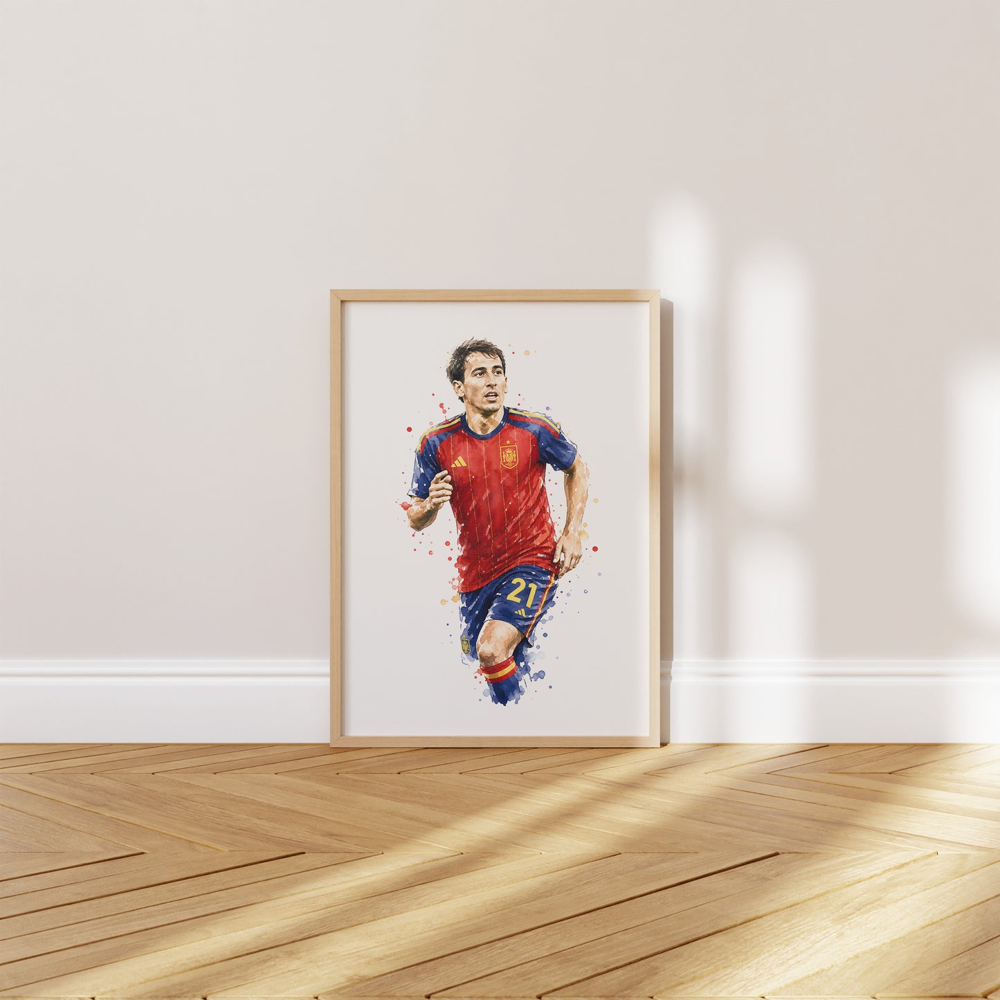 Fußball Poster Spanien Spieler · Geschenkidee · Aquarell Sport Wandbild · Deko Print ohne Rahmen
