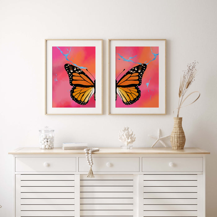 JUSTGOODMOOD Orange Butterfly Poster – Edle Wanddeko