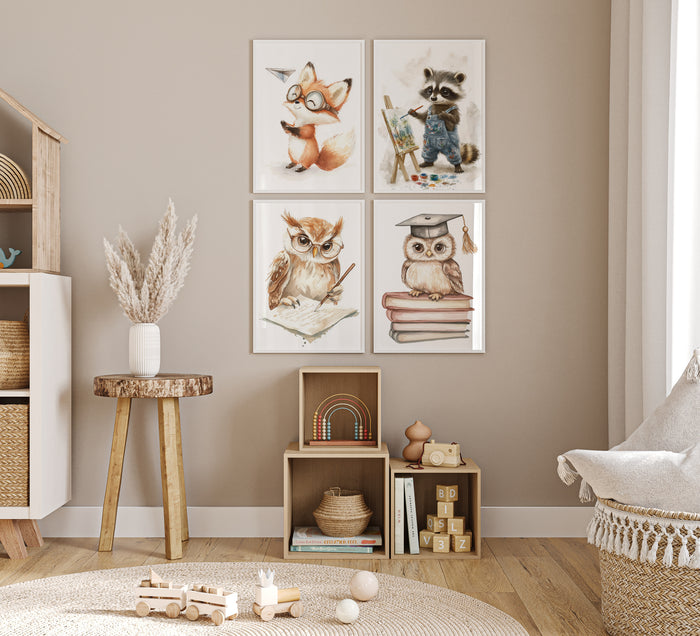 Waldtiere Aquarell Poster für Kids