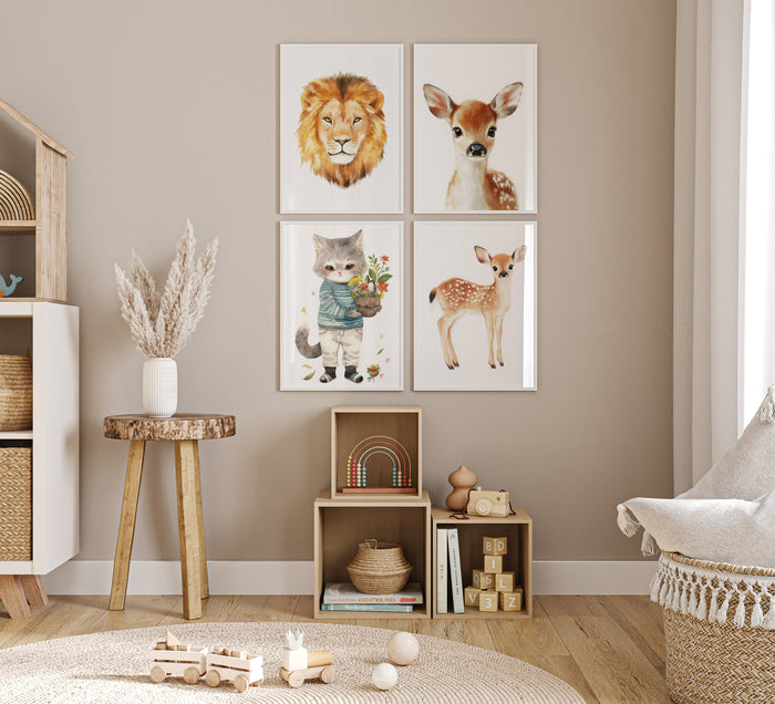 Süße Tiere Poster für Kinderzimmer – JUSTGOODMOOD