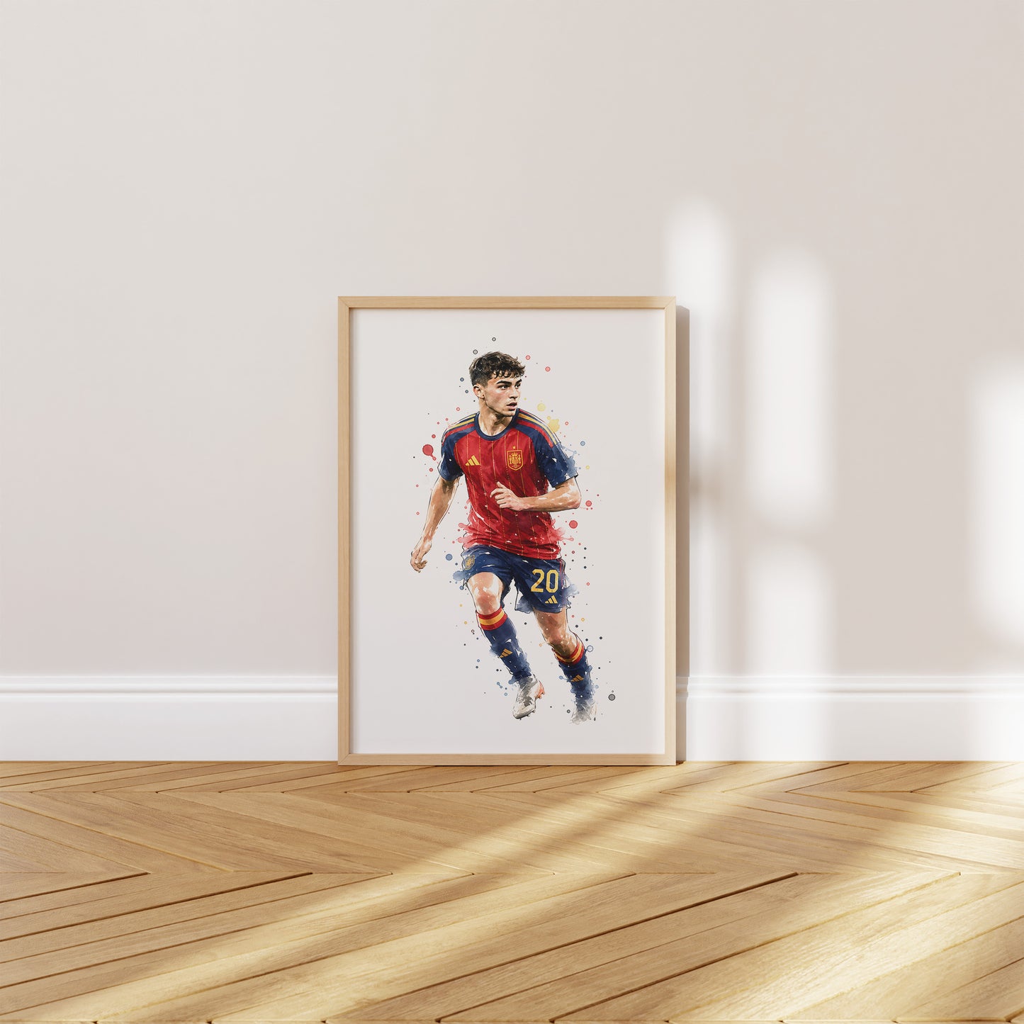 Fußball Poster Spanien Spieler · Geschenkidee · Aquarell Sport Wandbild · Deko Print ohne Rahmen