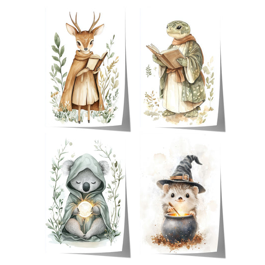 Waldtiere Kinderzimmer Magisch Aquarell Reh Poster · Kinderzimmer Bilder · Wand Deko · Kunst Druck · Deko Print ohne Rahmen