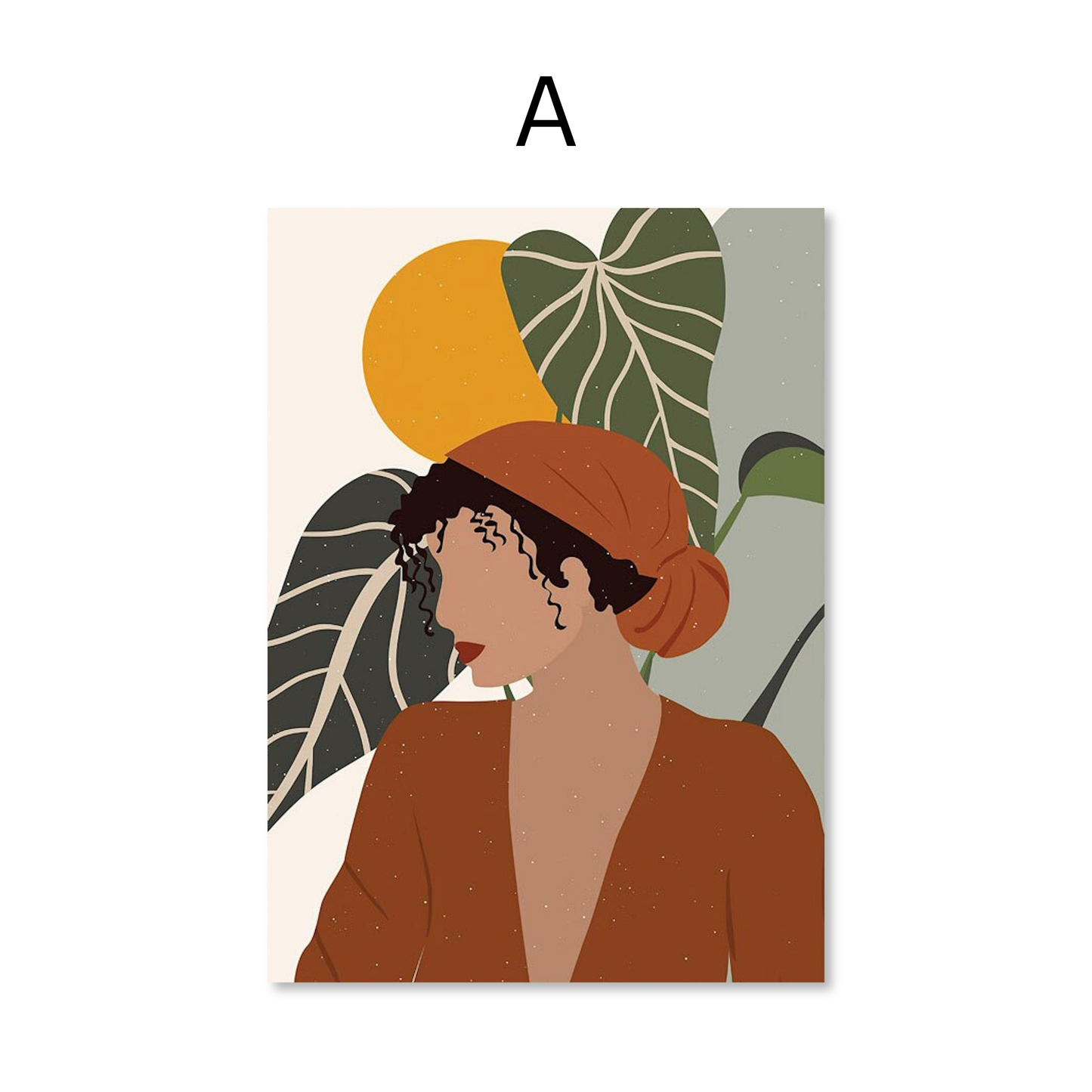 Poster Boho läßige Frau und Monstera Pflanze als Deko Print ohne Rahmen