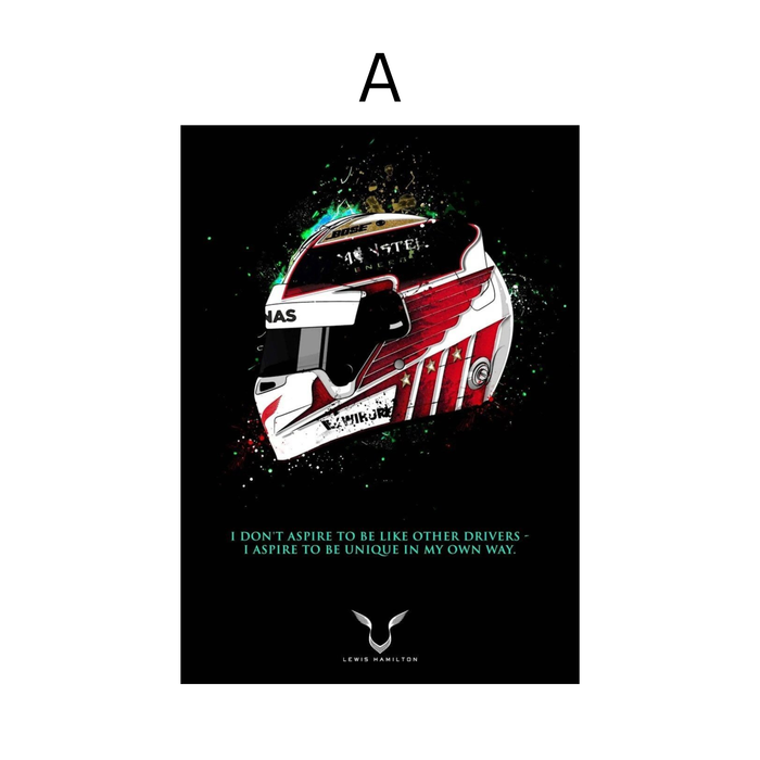 JUSTGOODMOOD Formel 1 Helme Poster auf Canvas