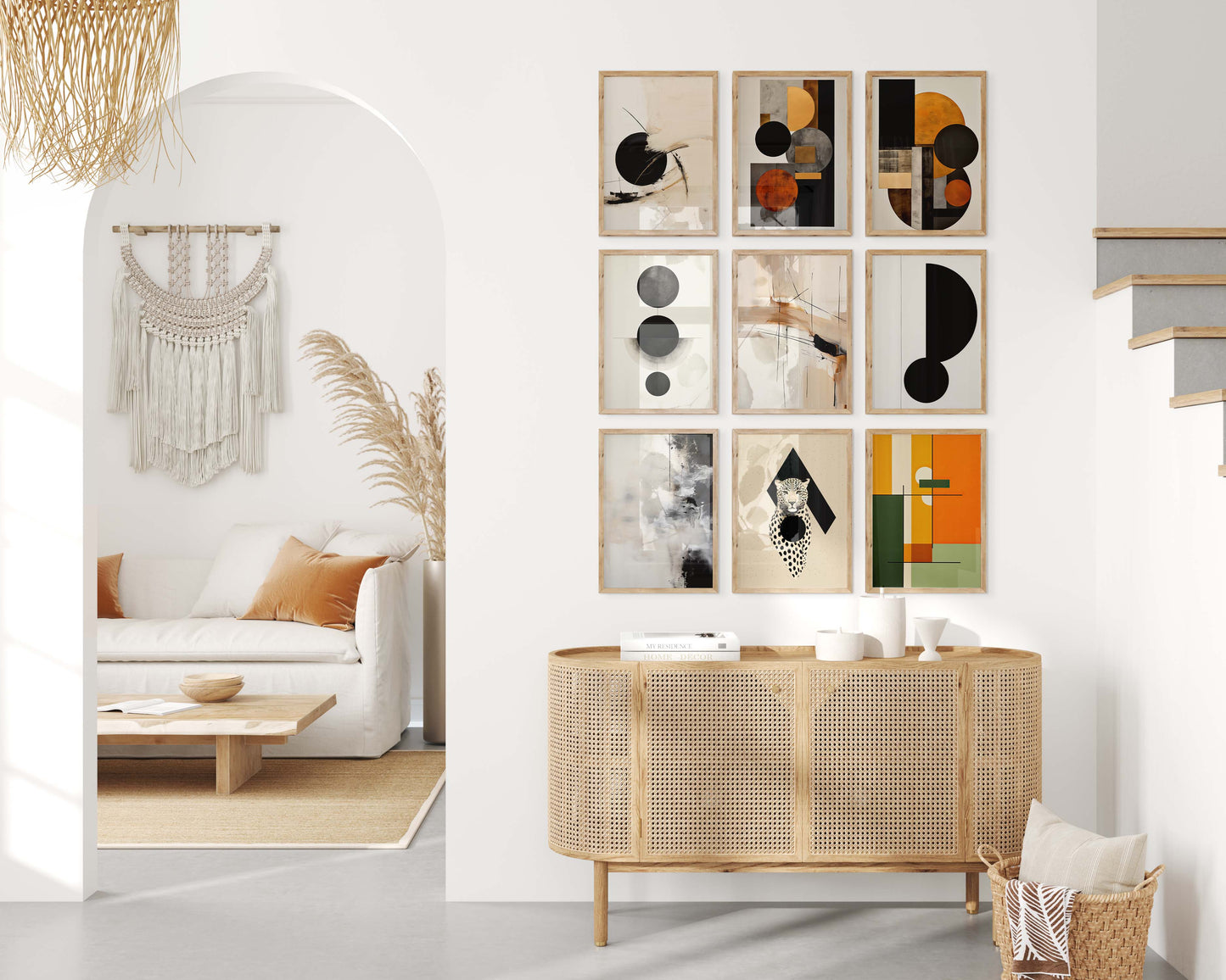 Moderne Abstrakte Kunst Poster · Geschenkidee · Geometrische Schwarz Beige Wandbilder für Wohnzimmer Büro Schlafzimmer · Print ohne Rahmen