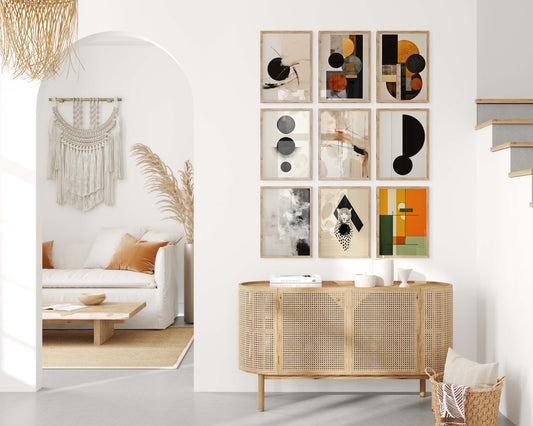 Moderne Abstrakte Kunst Poster · Geschenkidee · Geometrische Schwarz Beige Wandbilder für Wohnzimmer Büro Schlafzimmer · Print ohne Rahmen